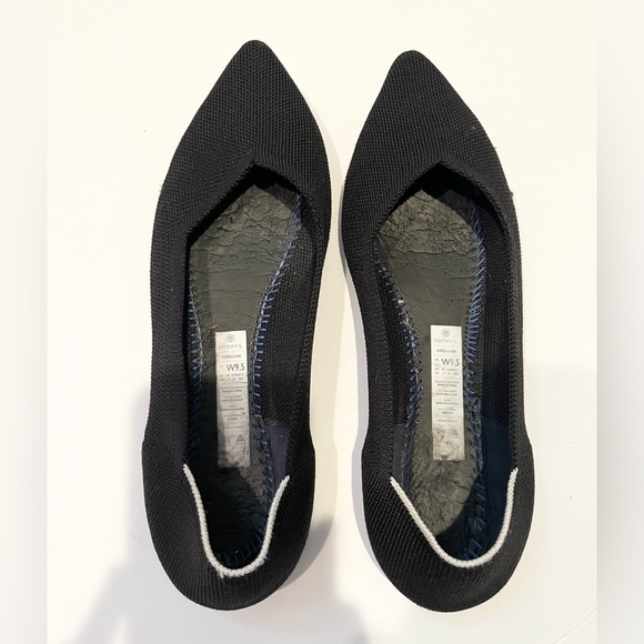 Rothy's Womens 9.5 The Point Black Solid Knit Fabric Ballet Flats Everyday Shoes - Picture 2 of 9